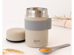 Termo papillero de acero inoxidable 500ml con cuchara beige